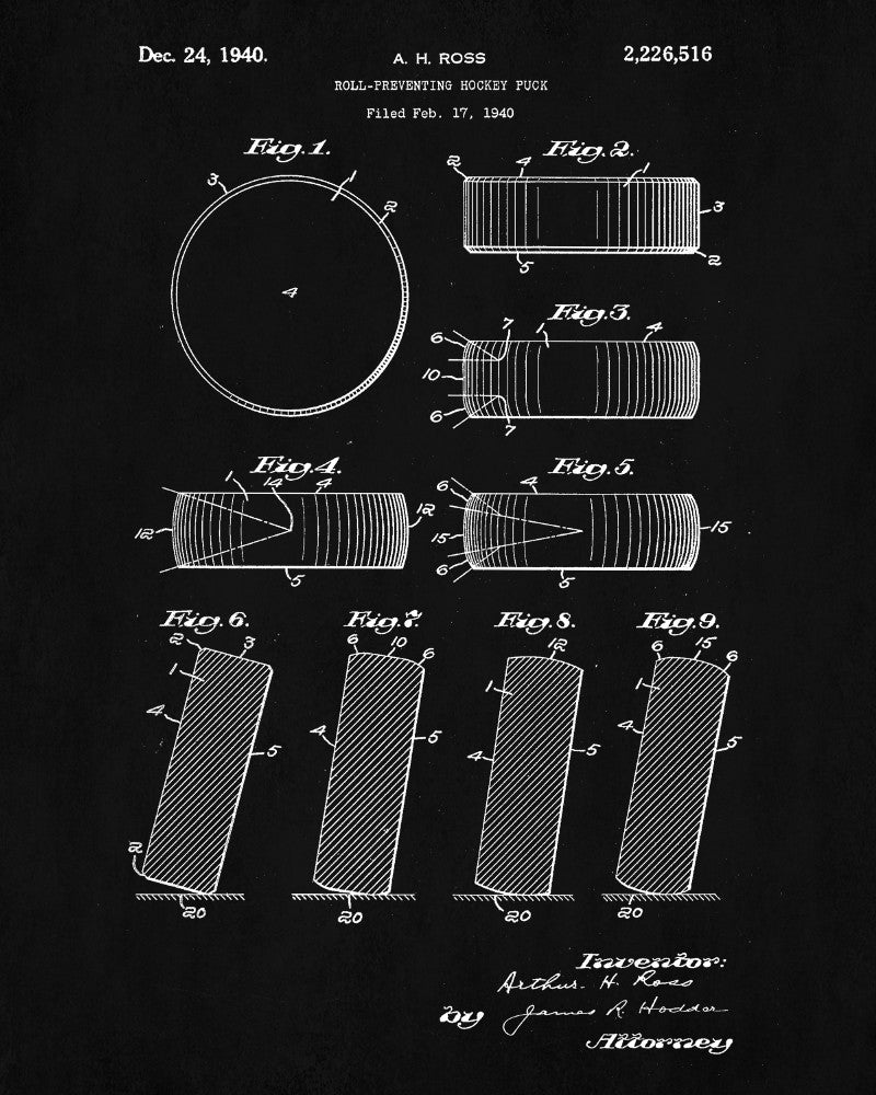 Hockey Puck Patent Print Sports Blueprint Man Cave Poster - OnTrendAndFab