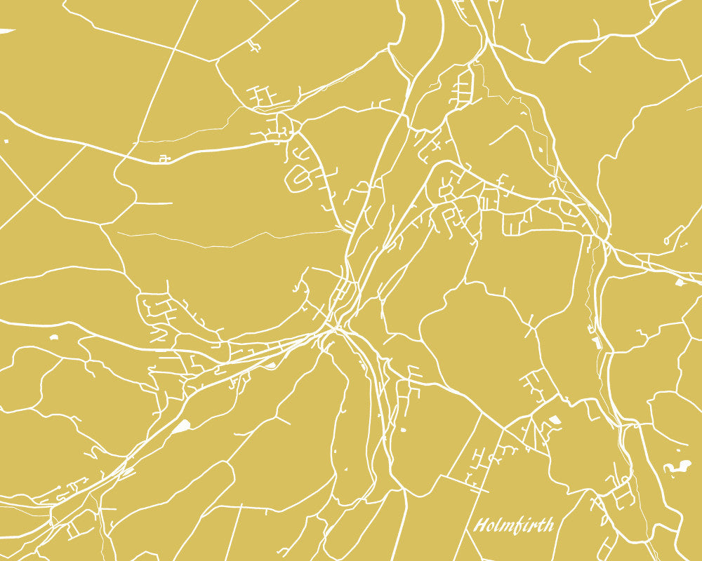 Holmfirth, UK City Street Map Print Feature Wall Art Poster