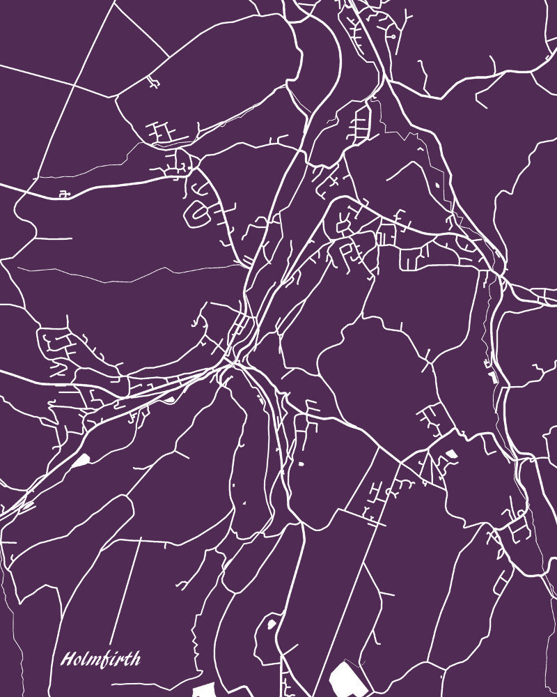 Holmfirth, UK City Street Map Print Feature Wall Art Poster