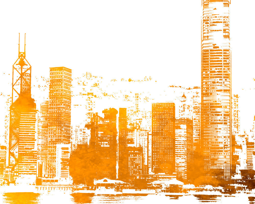 Hong Kong City Skyline Print Landscape Poster Feature Wall Art