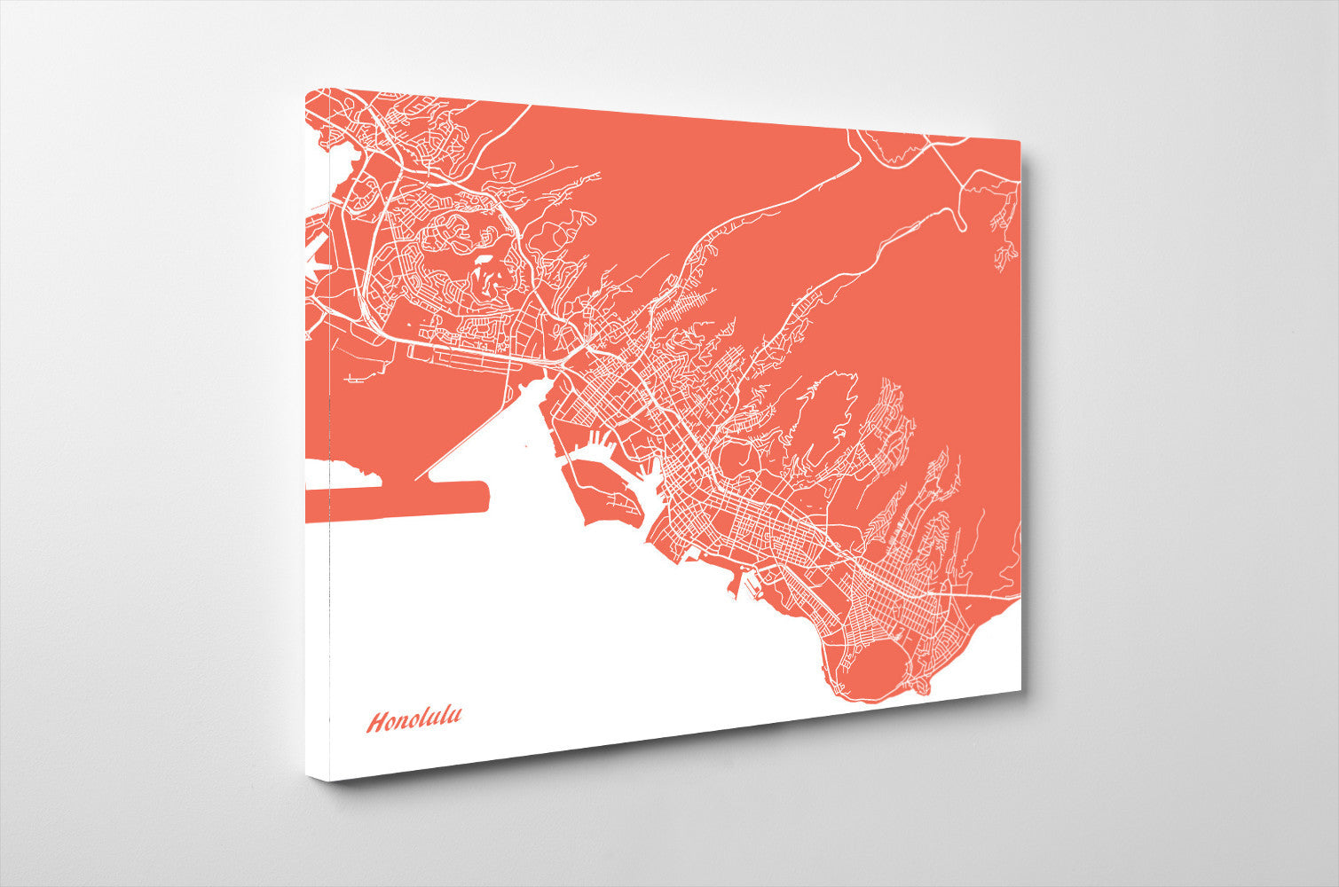 Honolulu City Street Map Print Feature Wall Art Poster