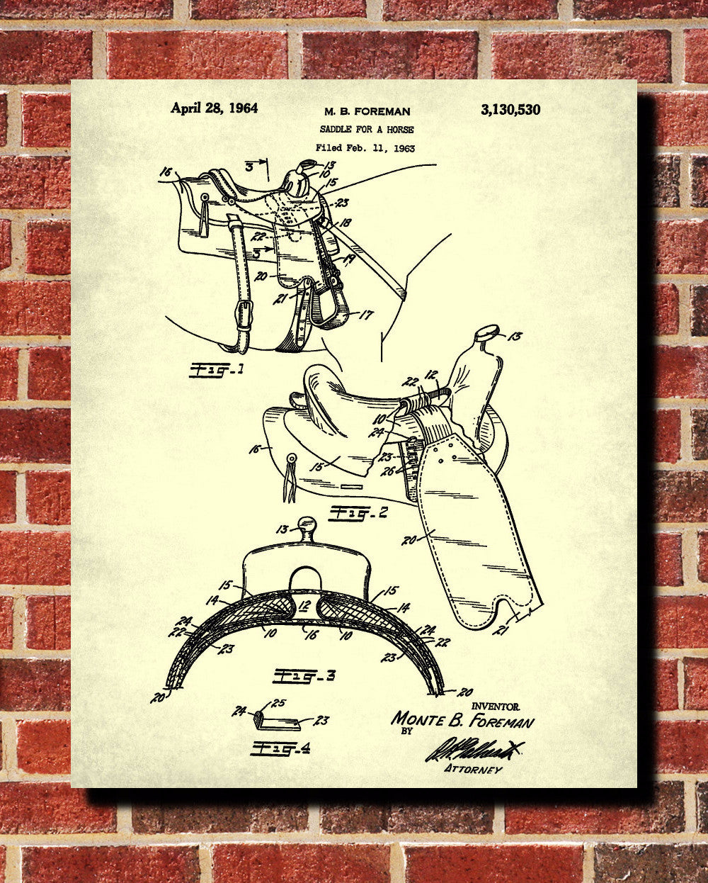 Saddle Patent Print Horse Poster Equestrian Blueprint - OnTrendAndFab