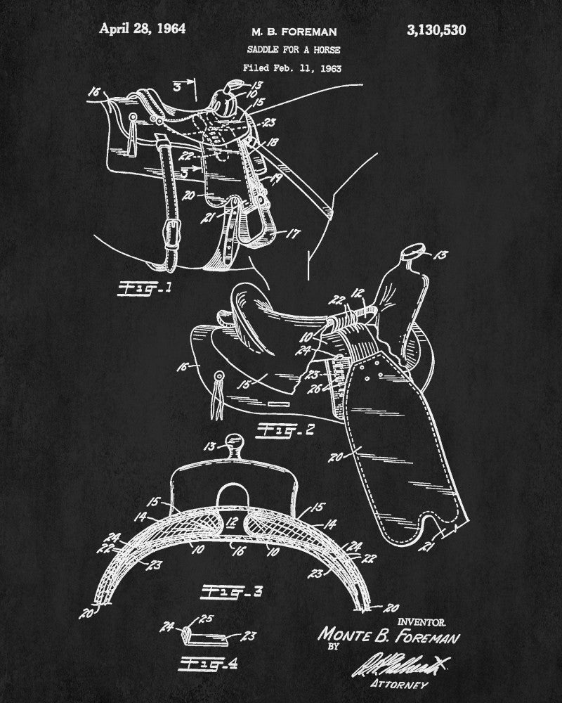 Saddle Patent Print Horse Poster Equestrian Blueprint - OnTrendAndFab
