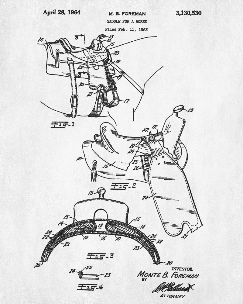 Saddle Patent Print Horse Poster Equestrian Blueprint - OnTrendAndFab