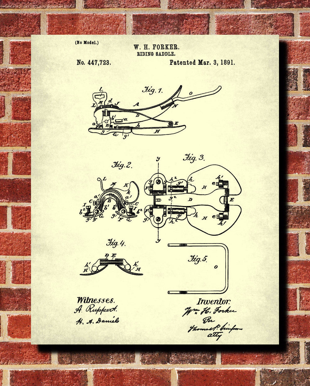 Saddle Blueprint Horse Riding Poster Equestrian Patent Print - OnTrendAndFab