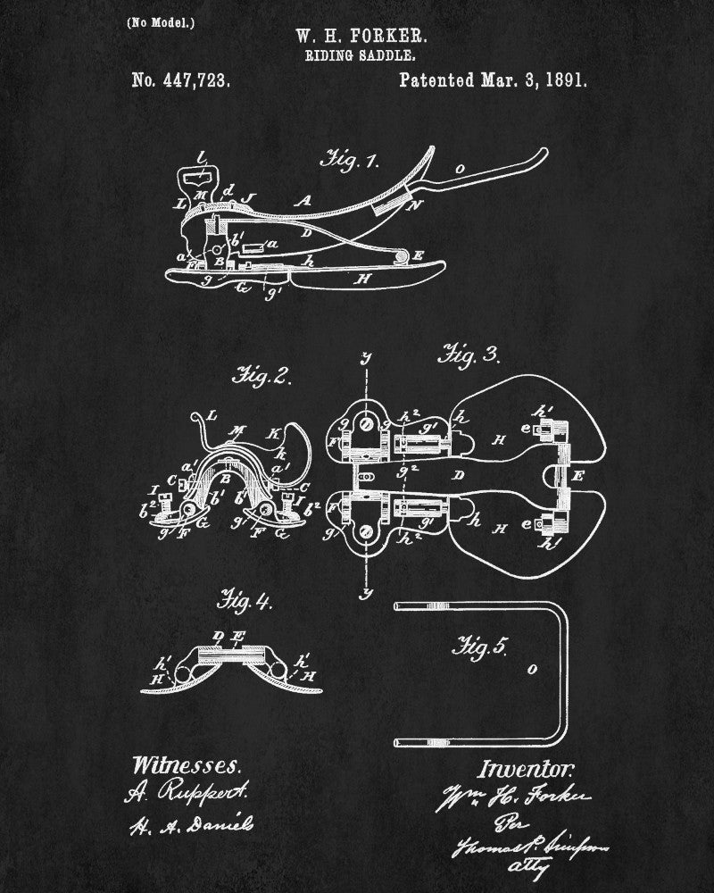 Saddle Blueprint Horse Riding Poster Equestrian Patent Print - OnTrendAndFab