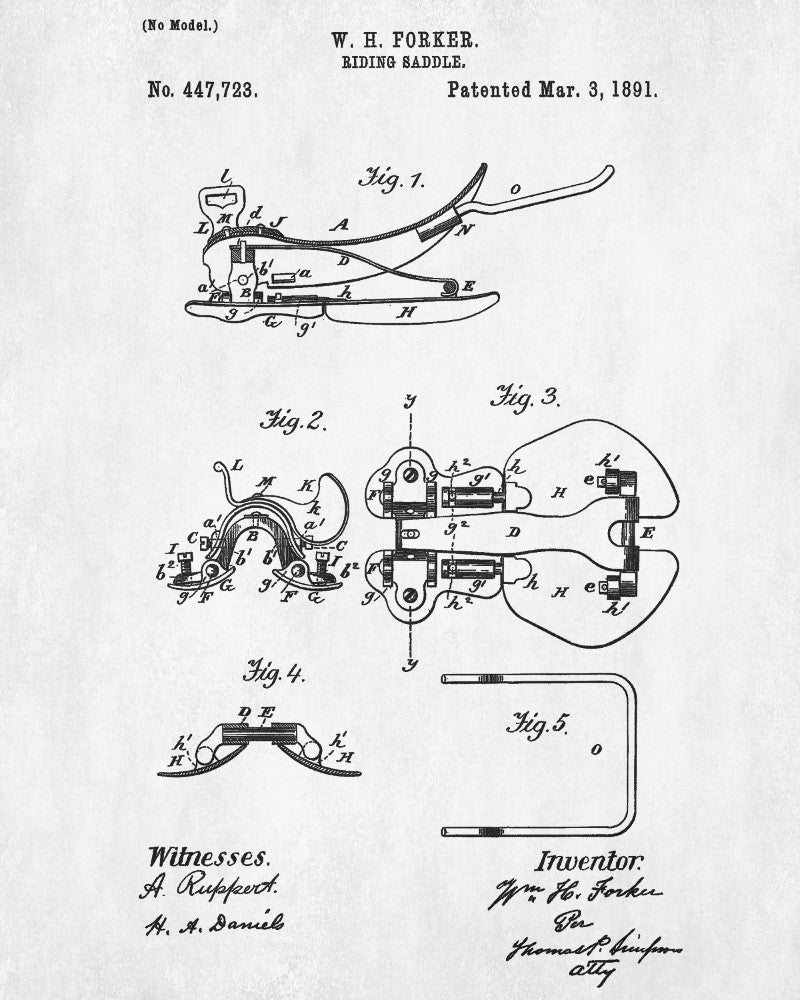 Saddle Blueprint Horse Riding Poster Equestrian Patent Print - OnTrendAndFab