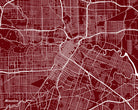 Houston City Street Map Print Feature Wall Art Poster
