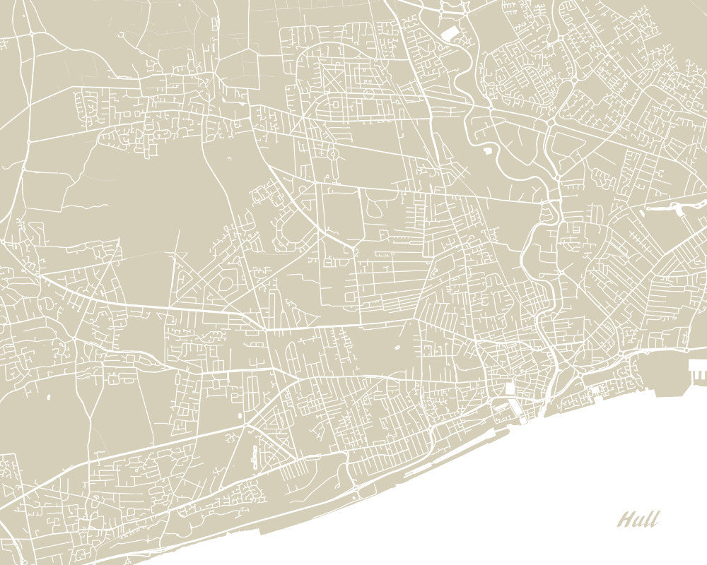 Hull, England City Street Map Print Feature Wall Art Poster