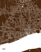 Hull, England City Street Map Print Feature Wall Art Poster