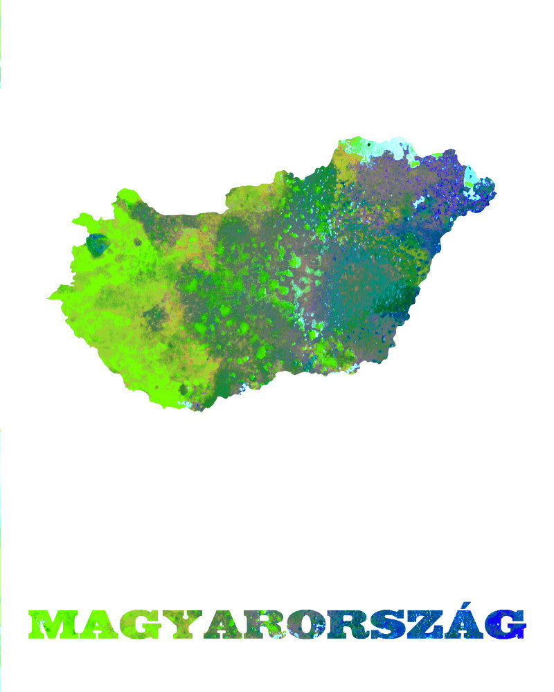 Hungary Map Print Outline Wall Map of Hungary