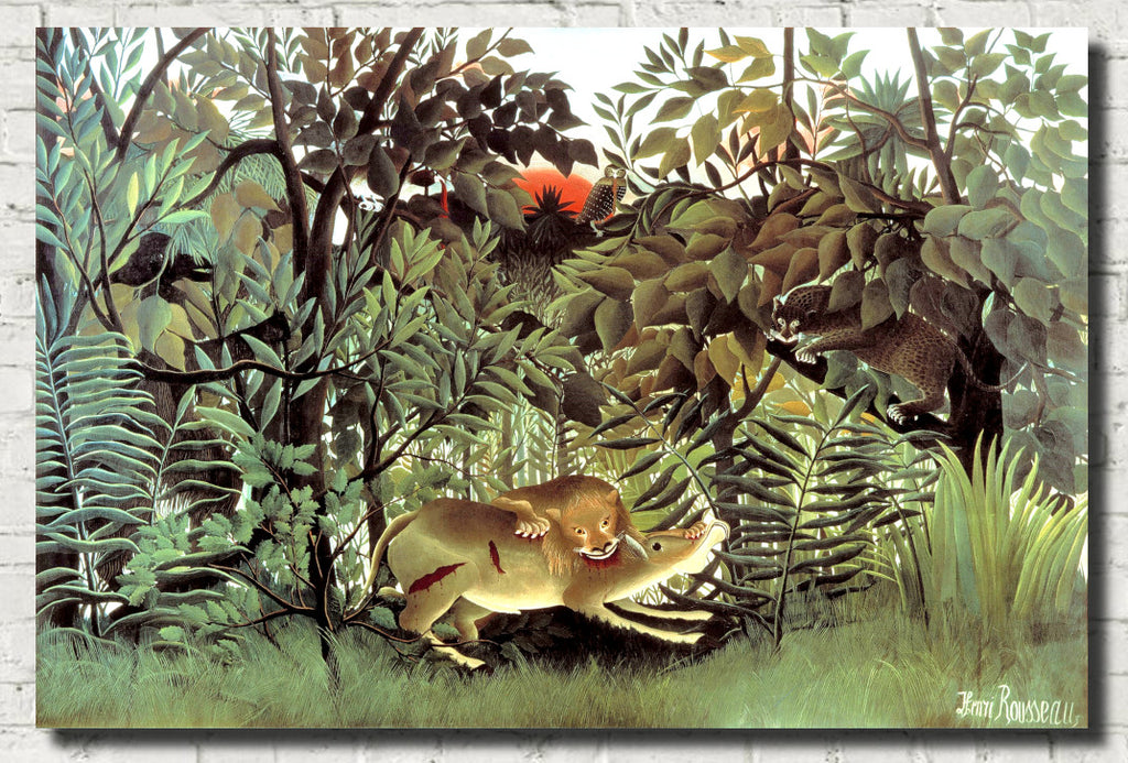 Henri Rousseau, Post- Impressionist Fine Art Print, Hungry Lion