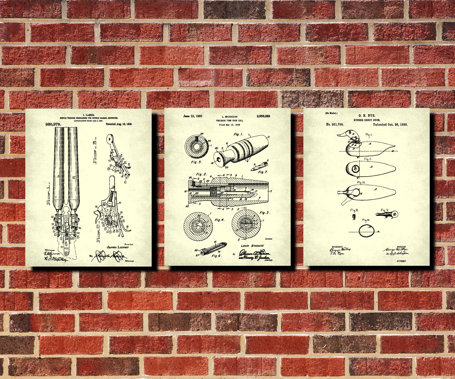 Duck Hunting Patent Prints Set 3 Hunter Posters