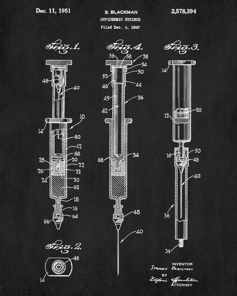 Hypodermic Syringe Patent Print Medical Blueprint Nurse Poster - OnTrendAndFab