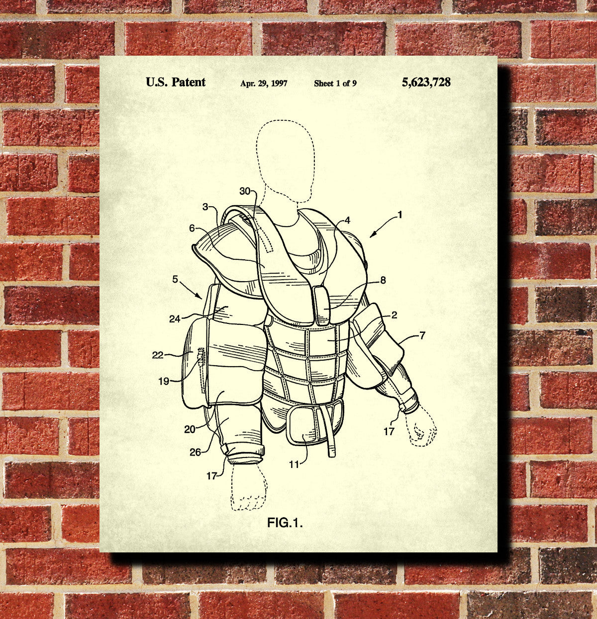 Ice Hockey Poster Goalie Pads Patent Print Sports Blueprint