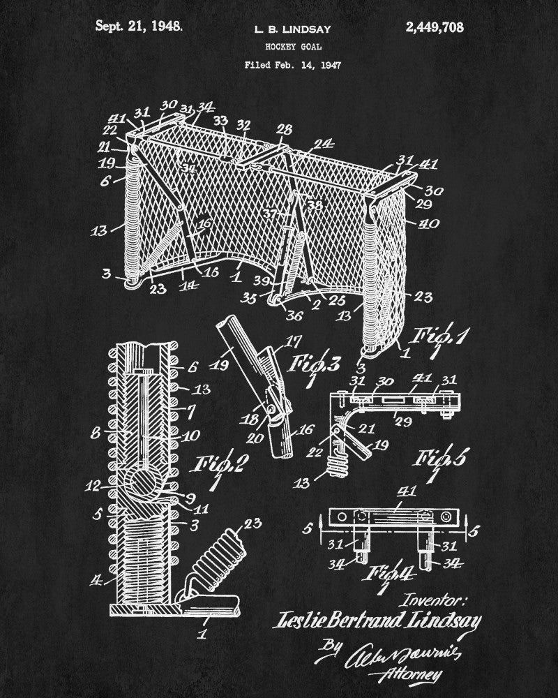 Ice Hockey Poster Goal Patent Print Sports Blueprint