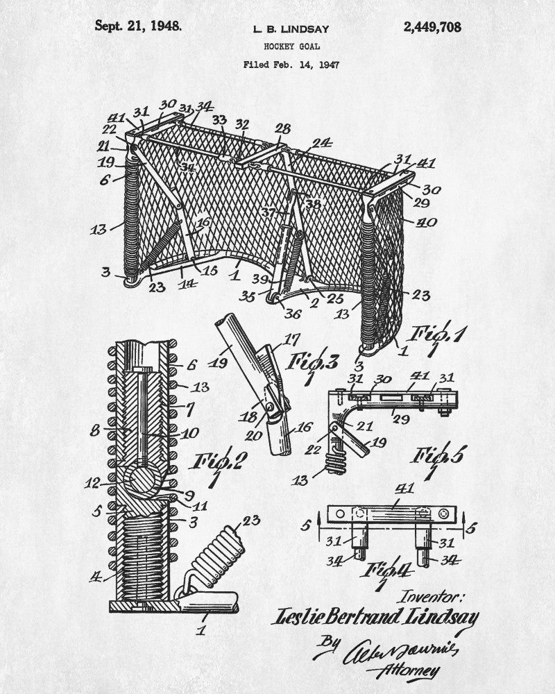Ice Hockey Poster Goal Patent Print Sports Blueprint