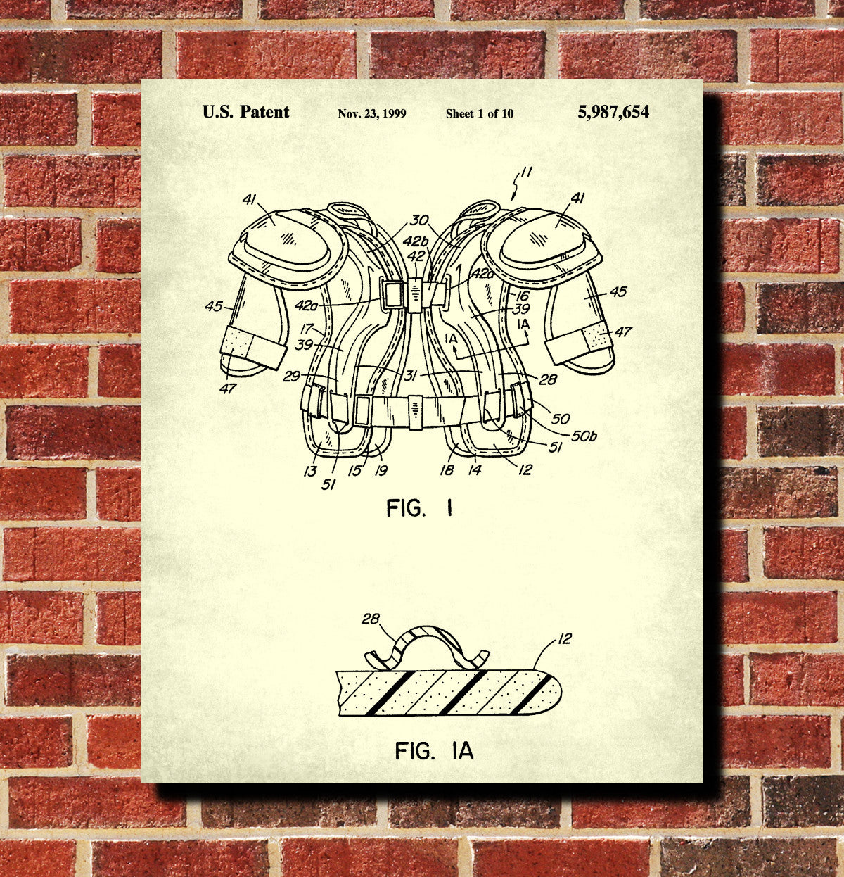 Ice Hockey Poster Pads Patent Print Sports Blueprint