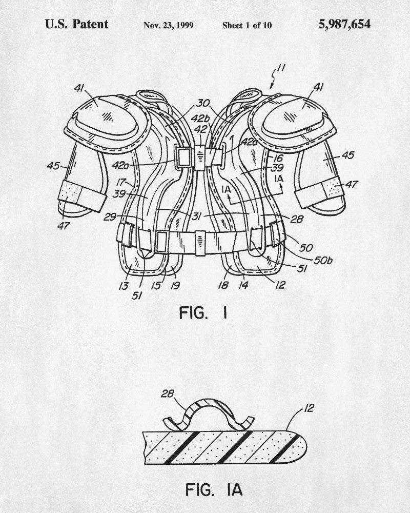 Ice Hockey Poster Pads Patent Print Sports Blueprint