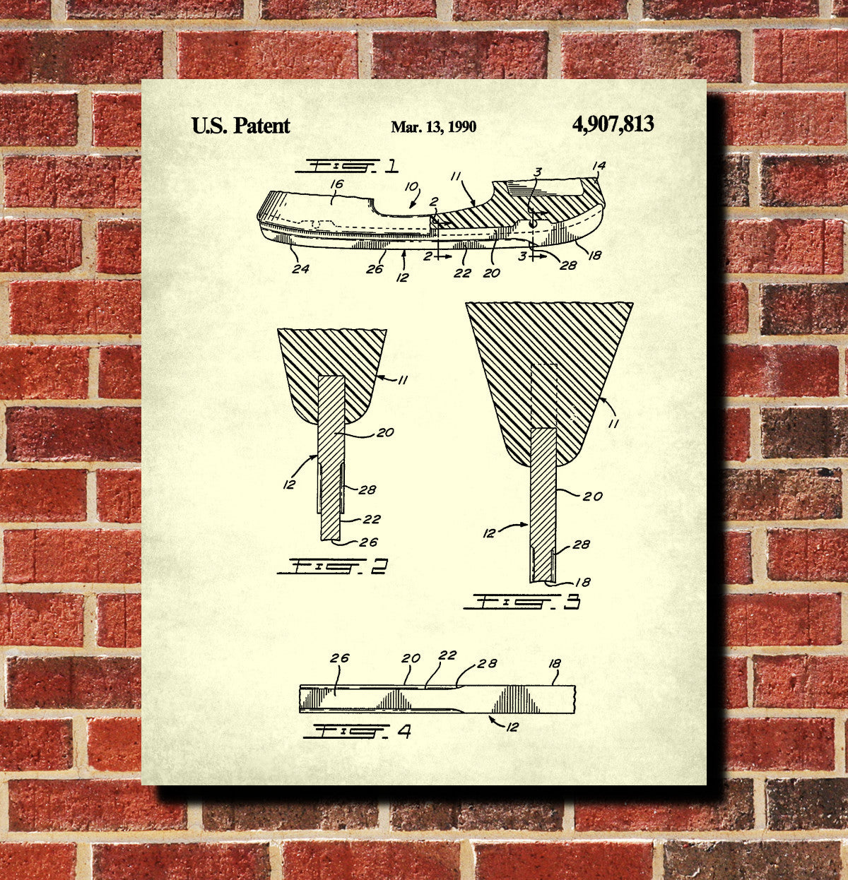 Ice Hockey Poster Skate Blade Patent Print Sports Blueprint