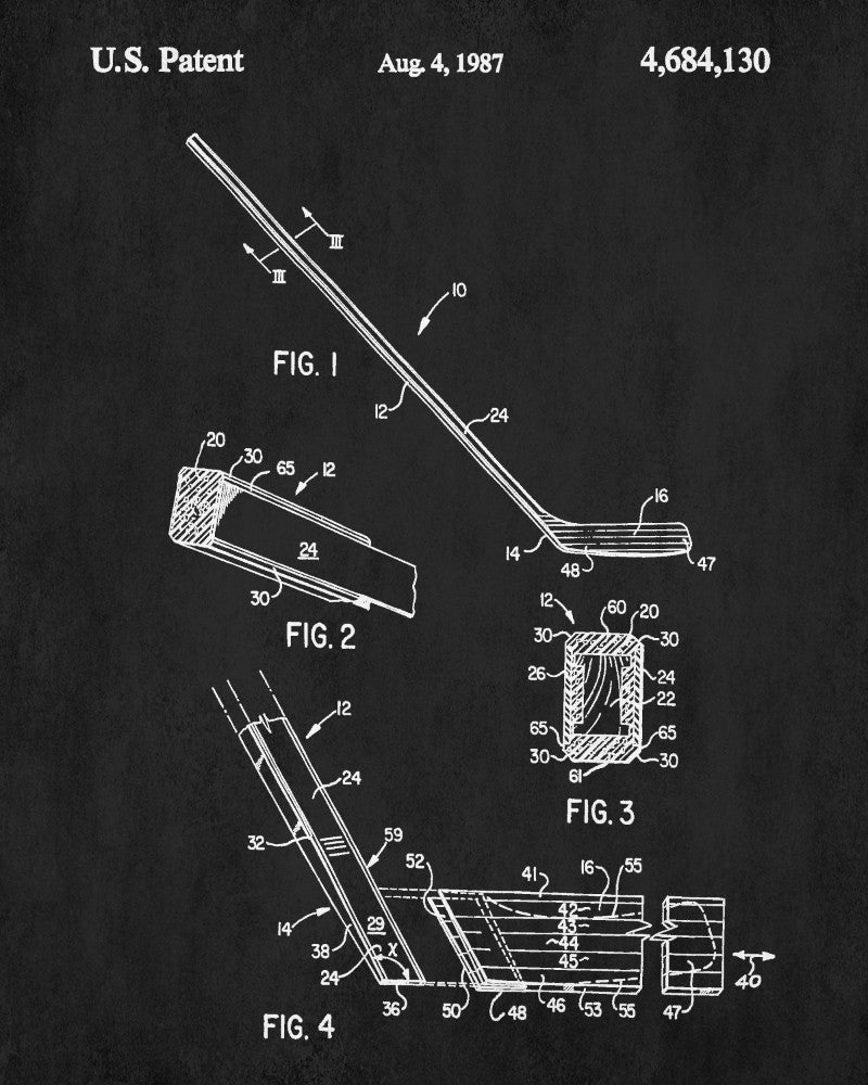 Ice Hockey Poster Stick Blueprint Sports Patent Print