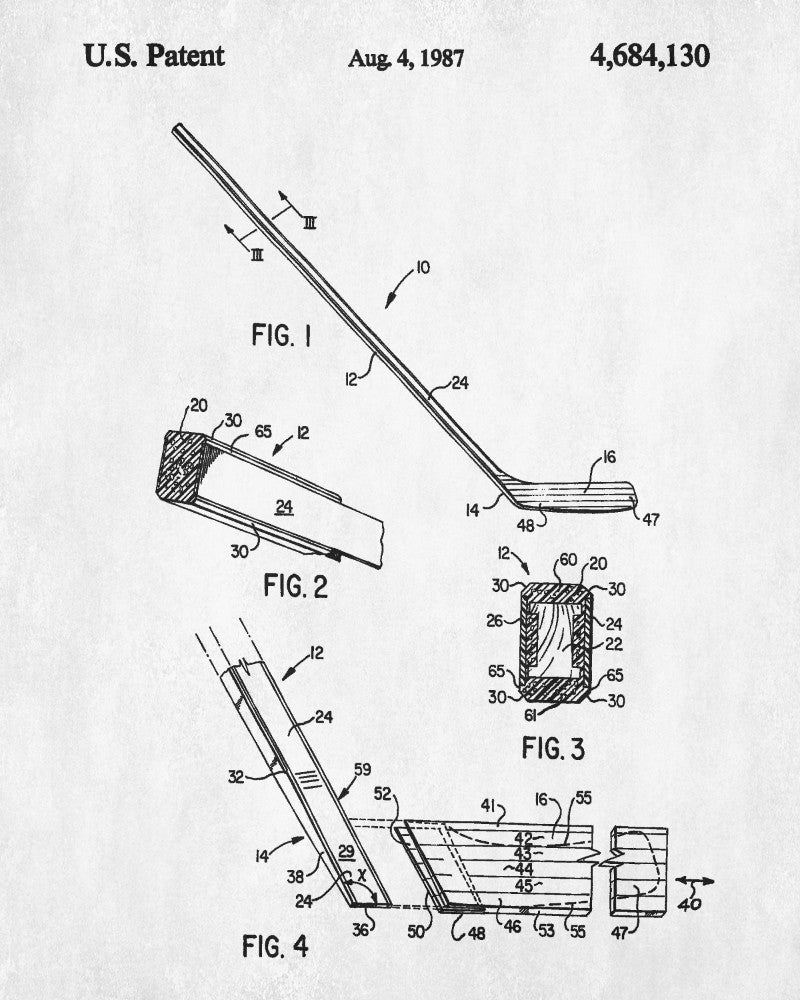 Ice Hockey Poster Stick Blueprint Sports Patent Print