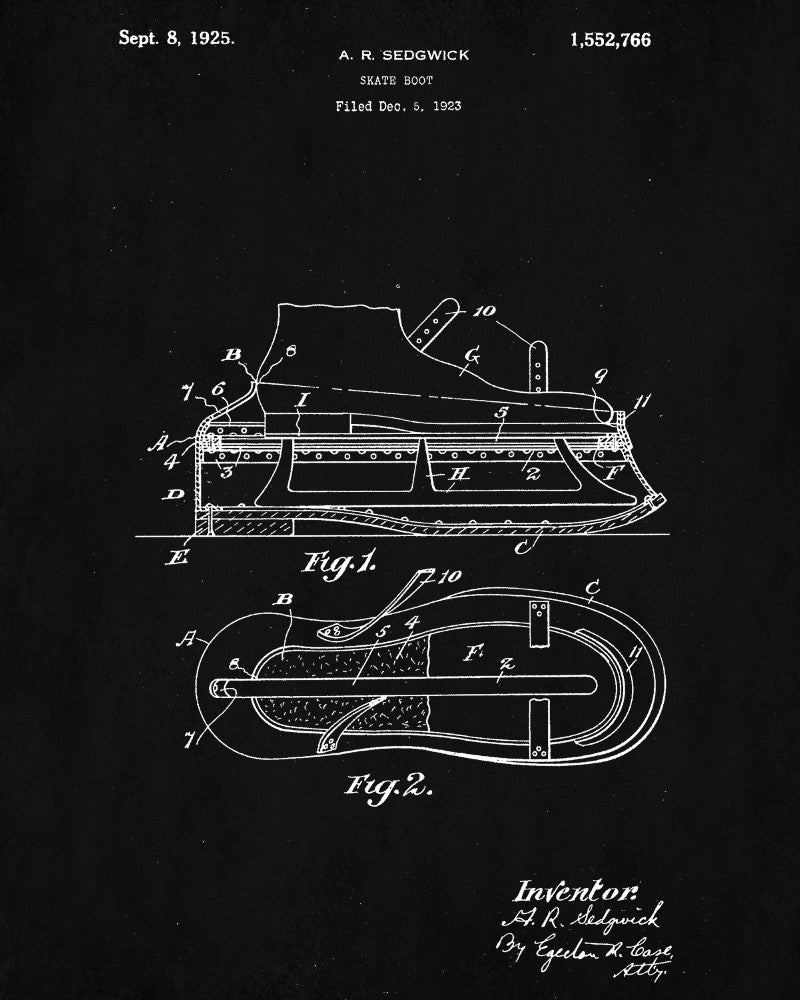 Ice Skate Patent Print Skating Blueprint Winter Sports Poster - OnTrendAndFab