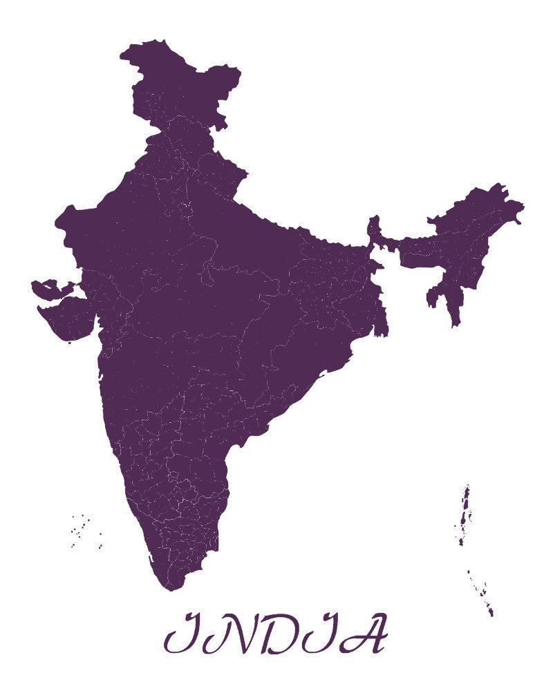 Indian Map Print Outline Wall Map of India