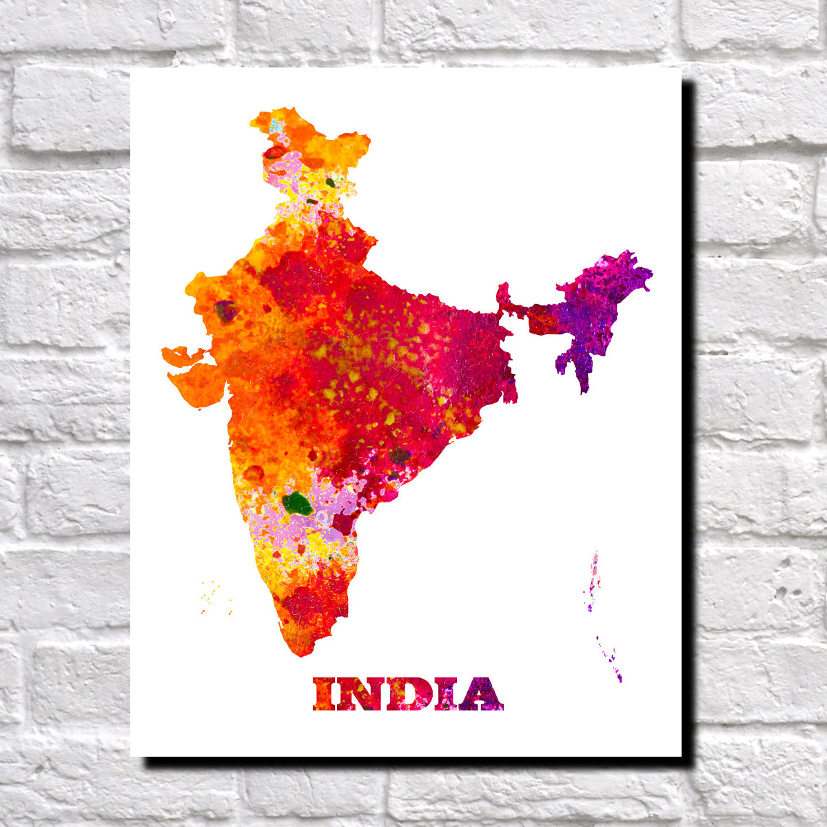 India Map Print Outline Wall Map of India