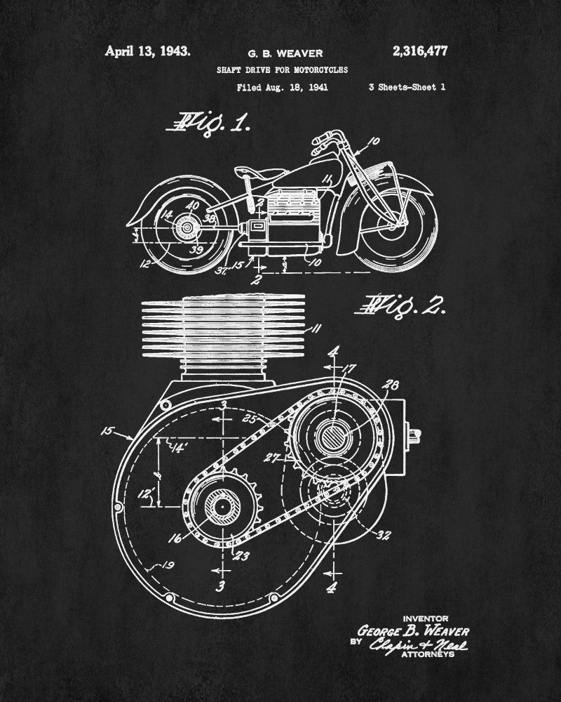 Indian Motorcycle Patent Print Biking Blueprint Motorbike Poster - OnTrendAndFab