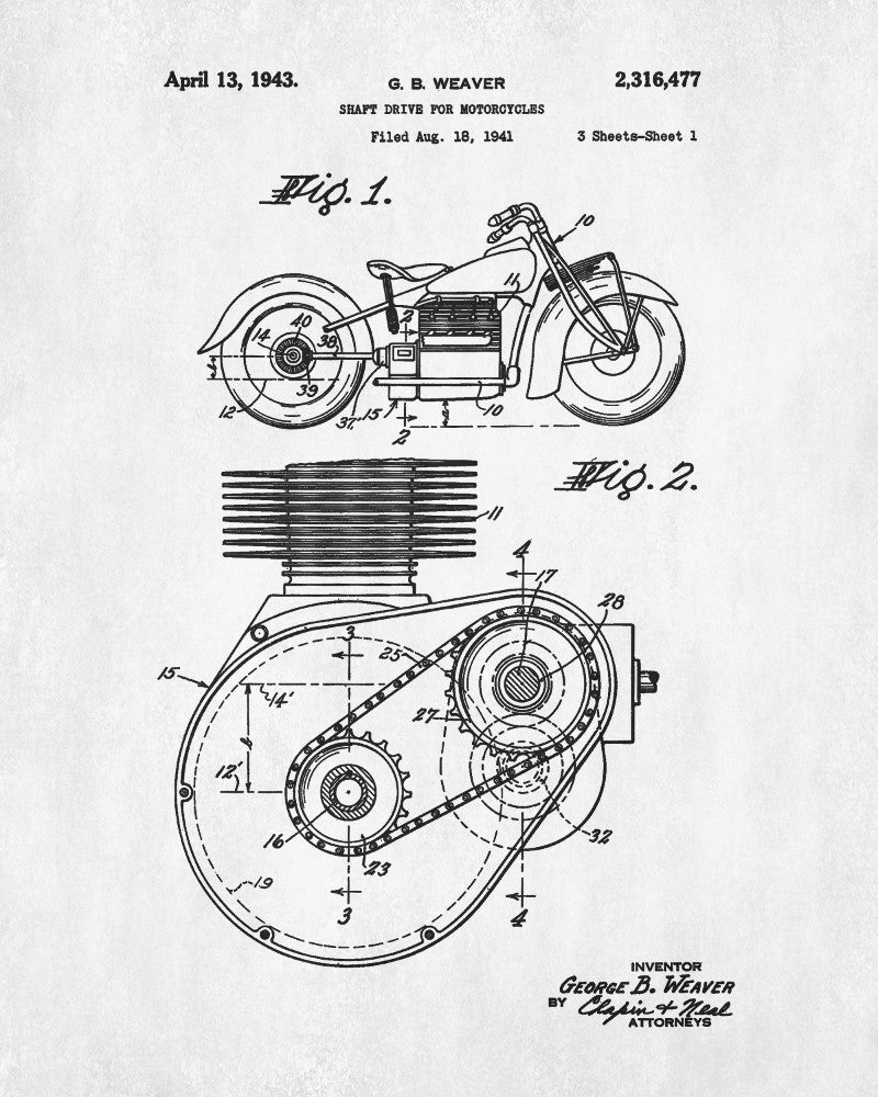 Indian Motorcycle Patent Print Biking Blueprint Motorbike Poster - OnTrendAndFab