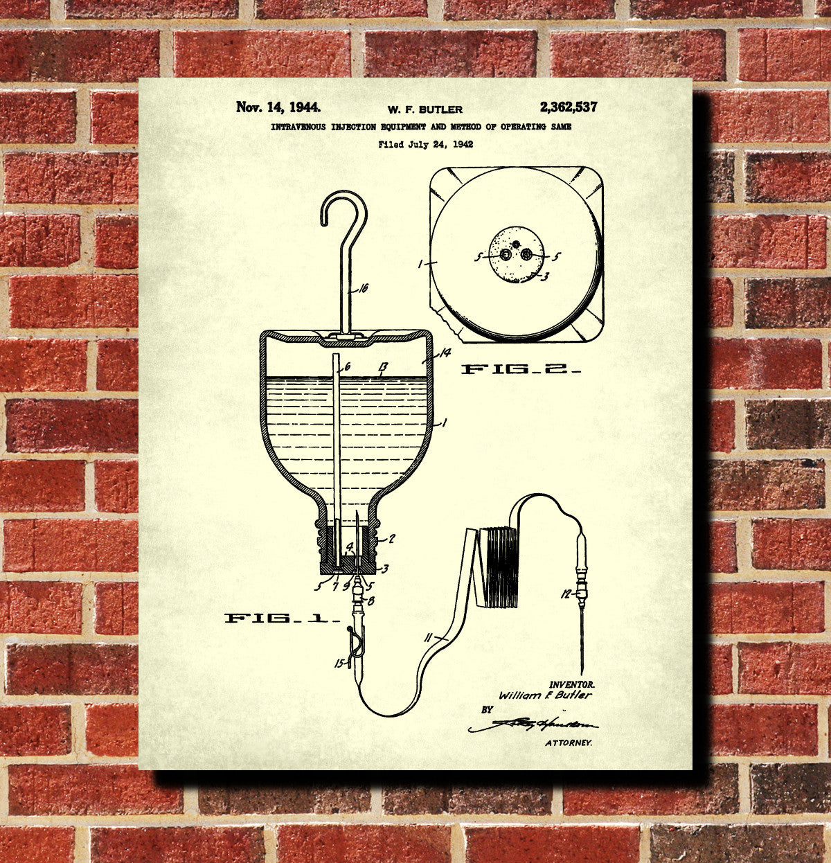 Medical Patent Print IV Drip Bag Blueprint Nursing poster