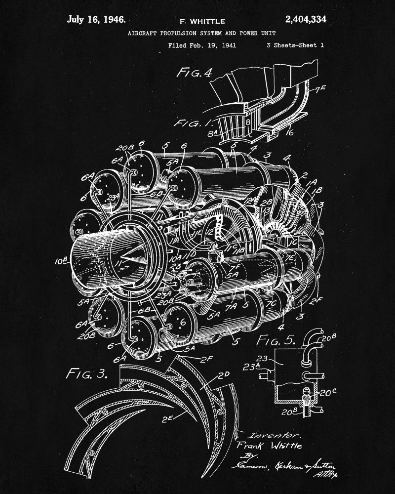 Jet Engine Blueprint Aircraft Patent Print Airplane Wall Art Poster - OnTrendAndFab