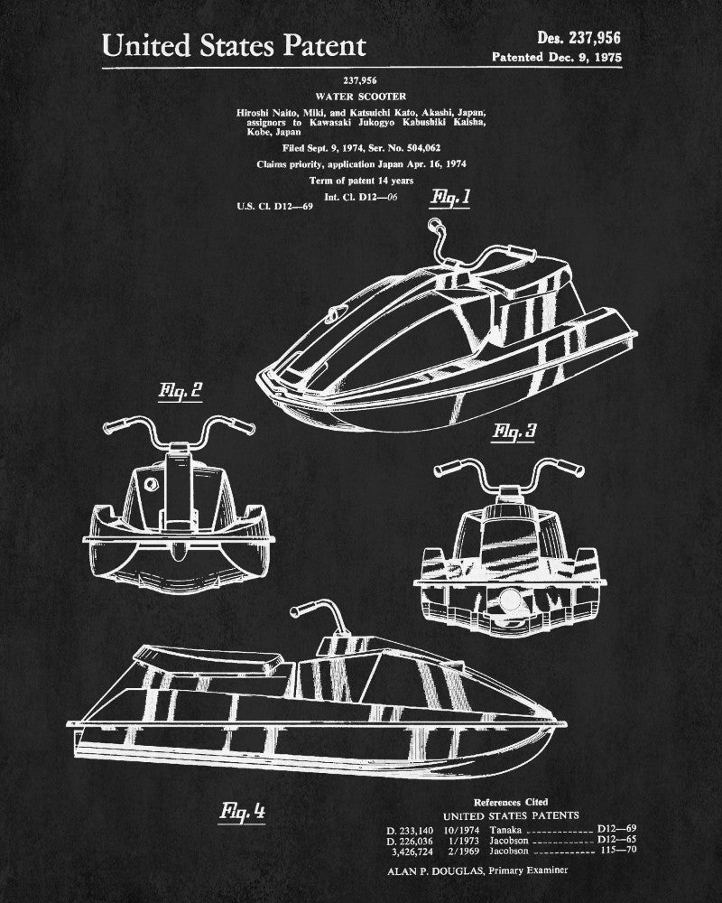 Jet Ski Patent Print Nautical Blueprint Sailing Poster