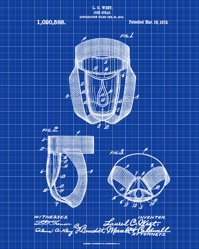 Jock Strap Patent Print Man Cave Poster Sport Blueprint