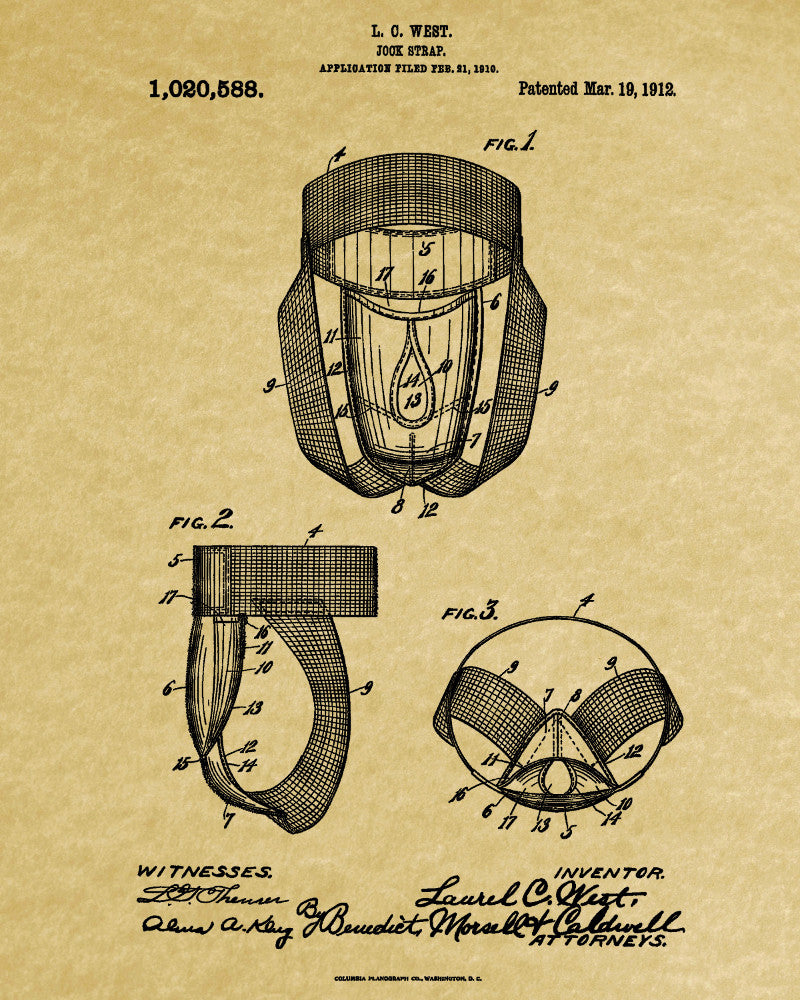 Jock Strap Patent Print Man Cave Poster Sport Blueprint