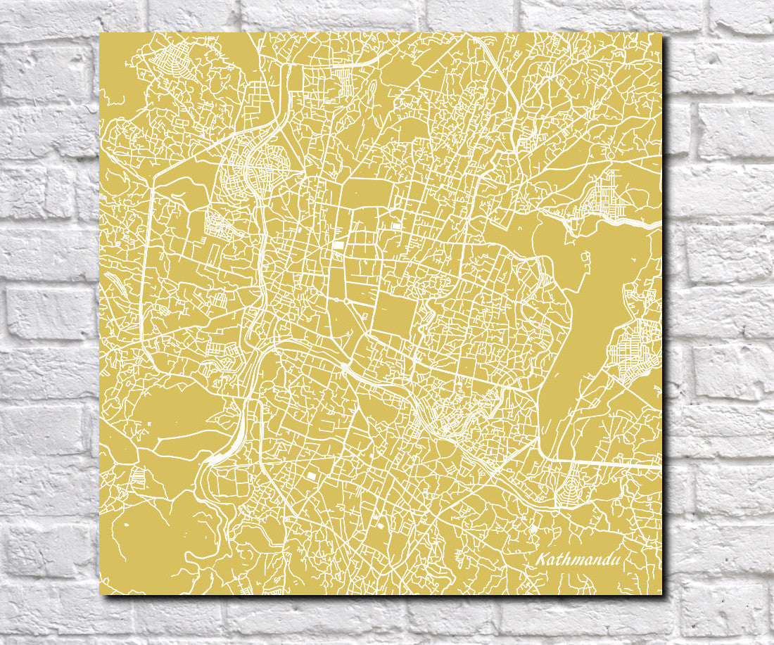 Khatmandu, Nepal Street Map Print Custom Wall Map 7181S
