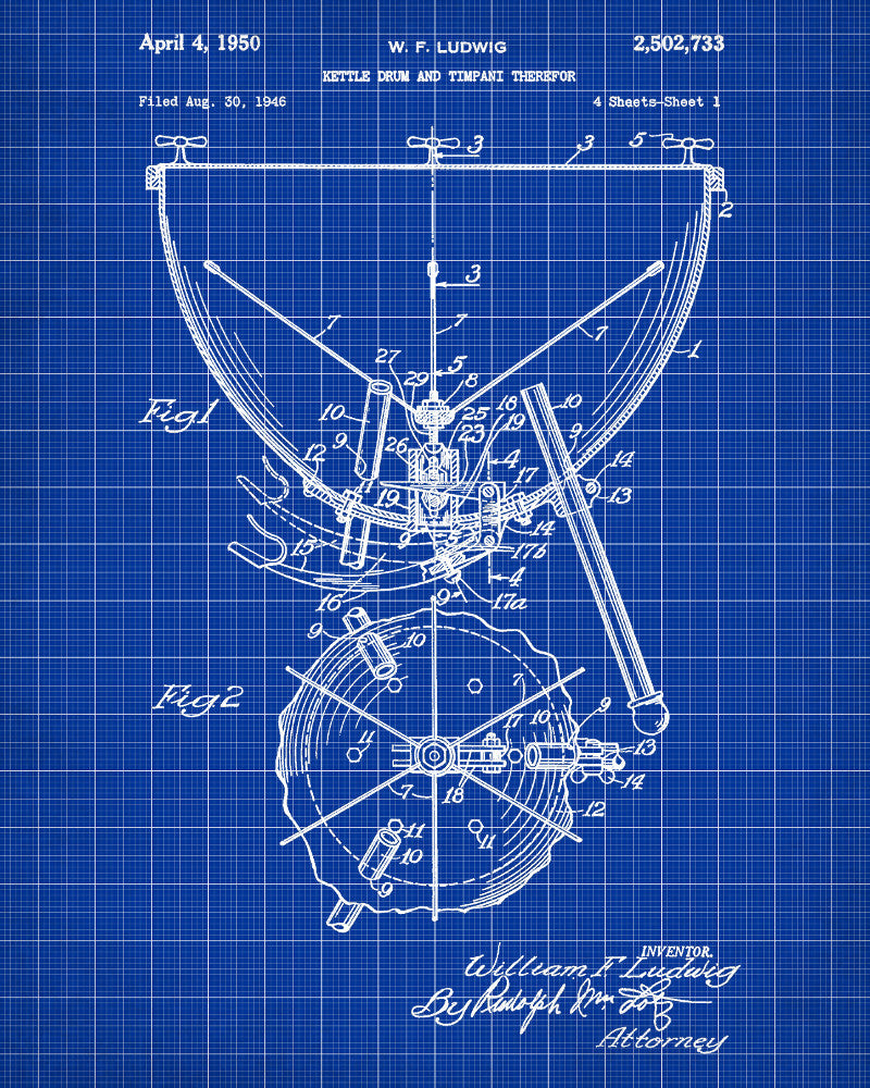 Kettledrum Patent Print Orchestra Musical Instrument Wall Art Poster