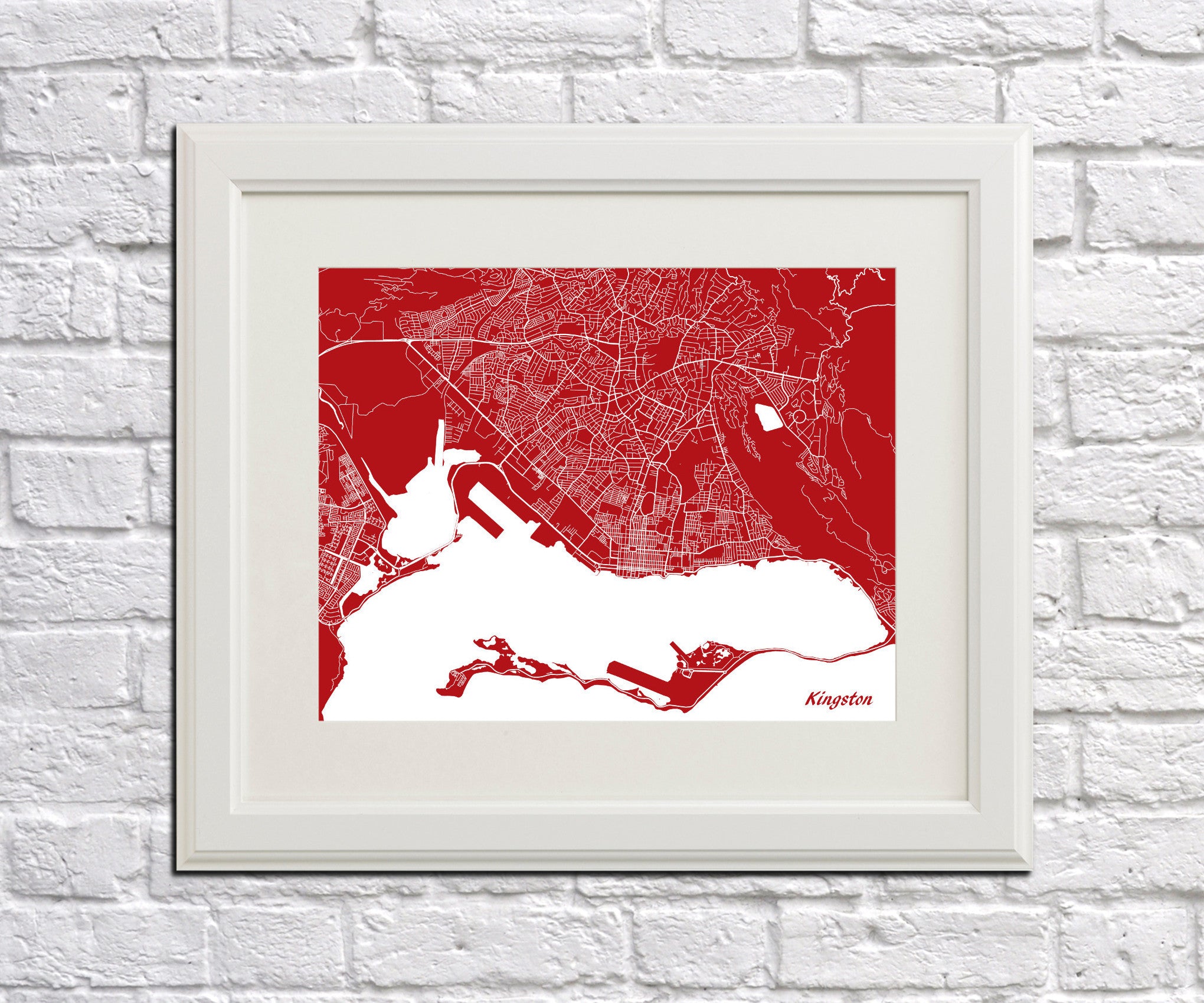 Kingston City Street Map Print Feature Wall Art Poster
