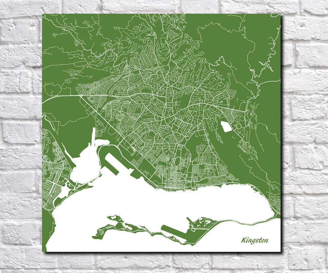 Kingston, Jamaica City Street Map Print Custom Wall Map