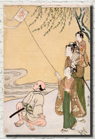 Suzuki Harunobu, Japanese Art Print : Kite Flying