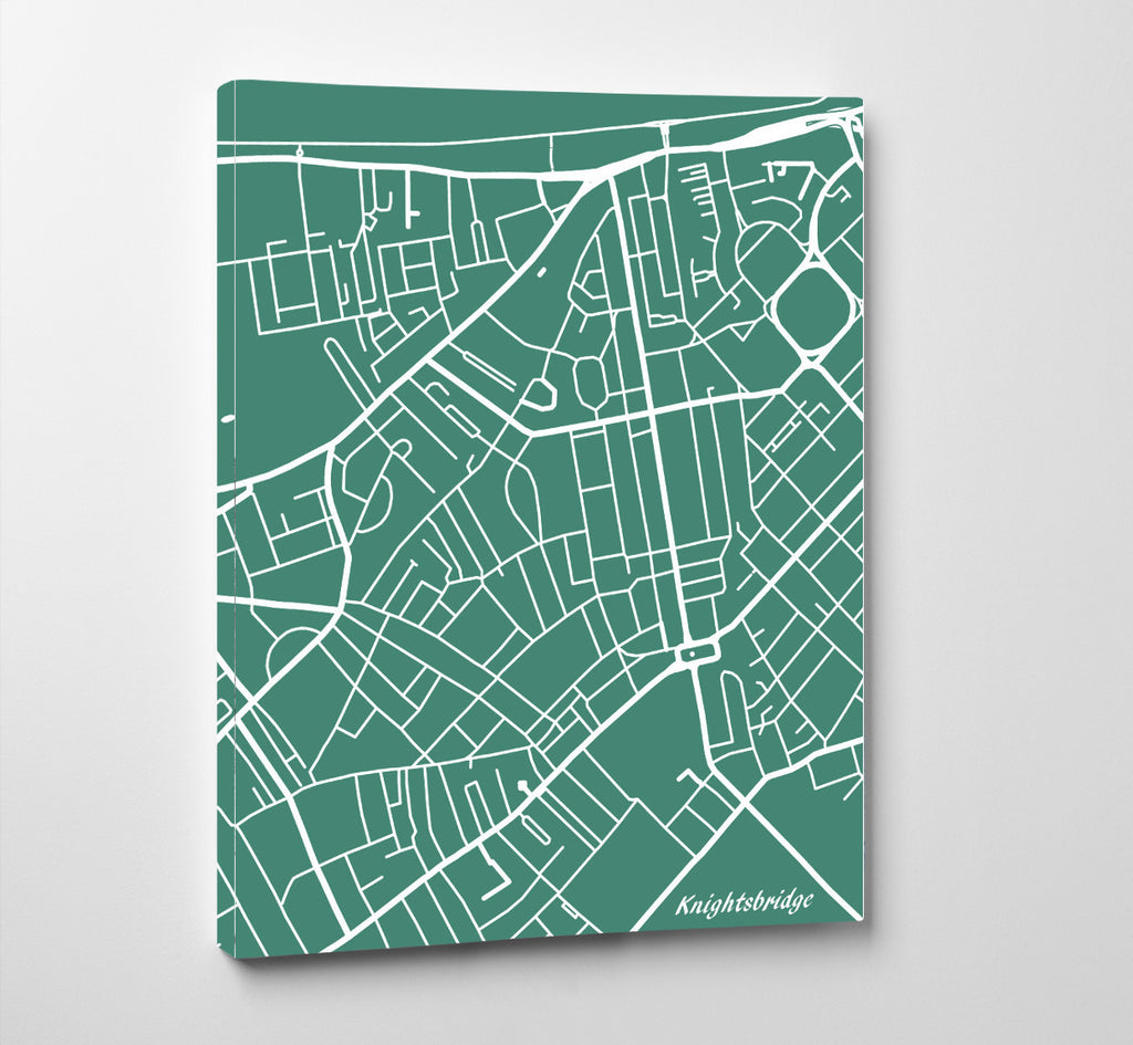 Knightsbridge London City Street Map Print Feature Wall Art Poster