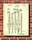 Knitting Needles Patent Print Craft Blueprint Sewing Room Poster - OnTrendAndFab