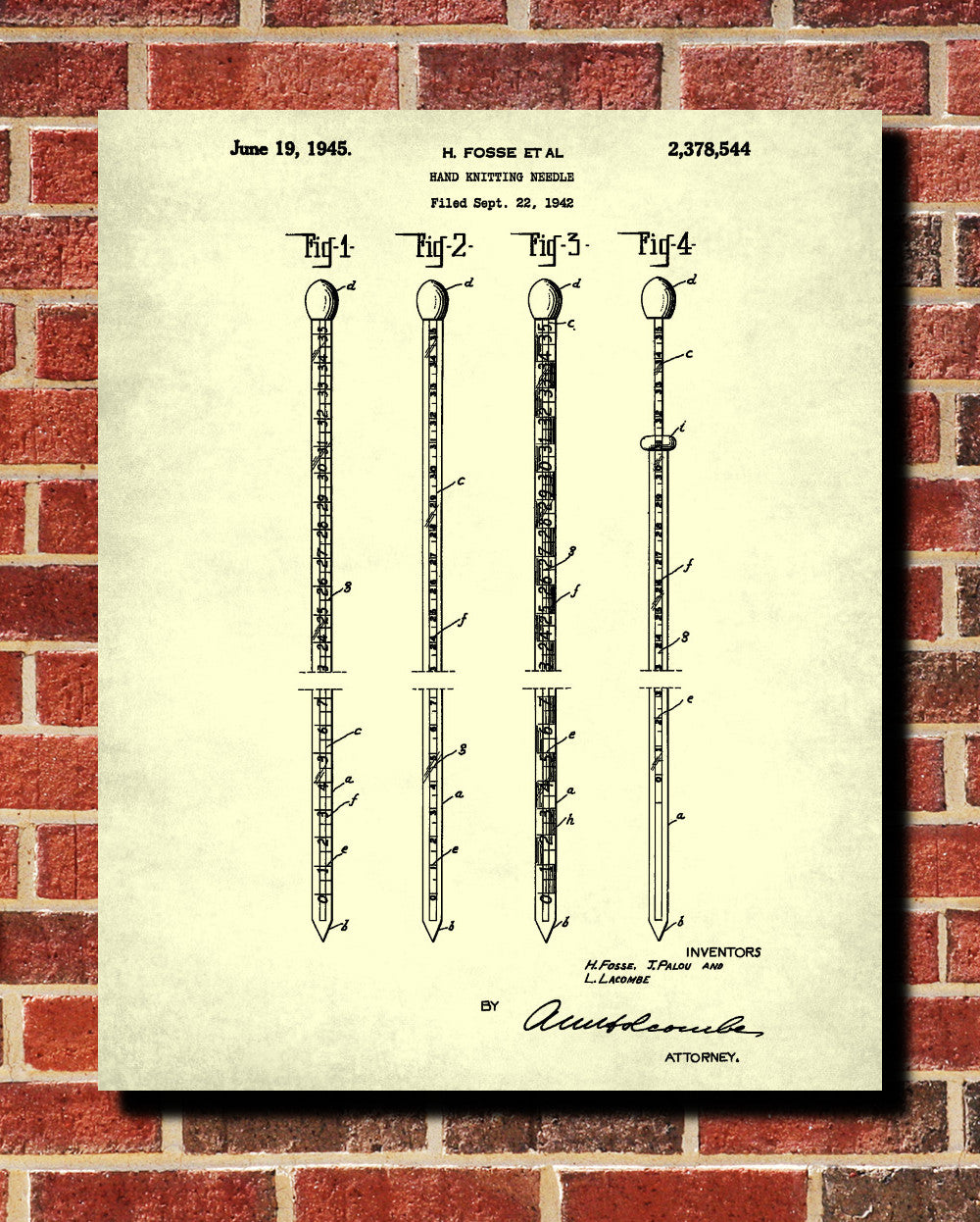 Knitting Needles Patent Print Sewing Room Poster Craft Blueprint - OnTrendAndFab