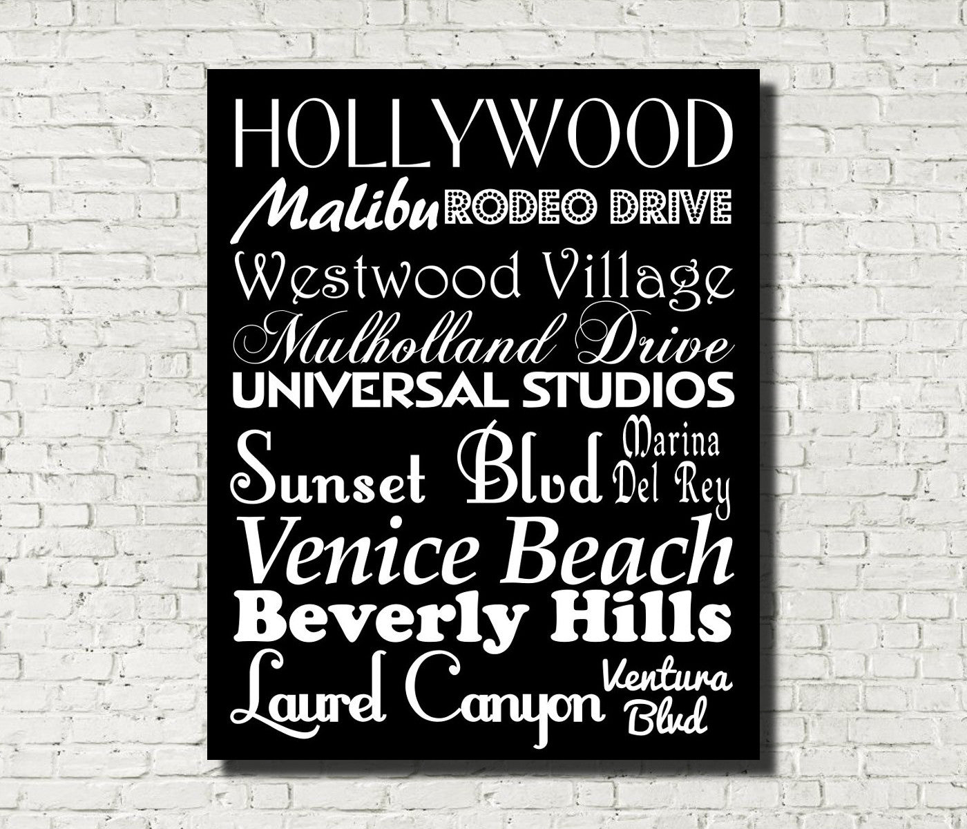 Los Angeles Neighbourhood Print Typography Scroll