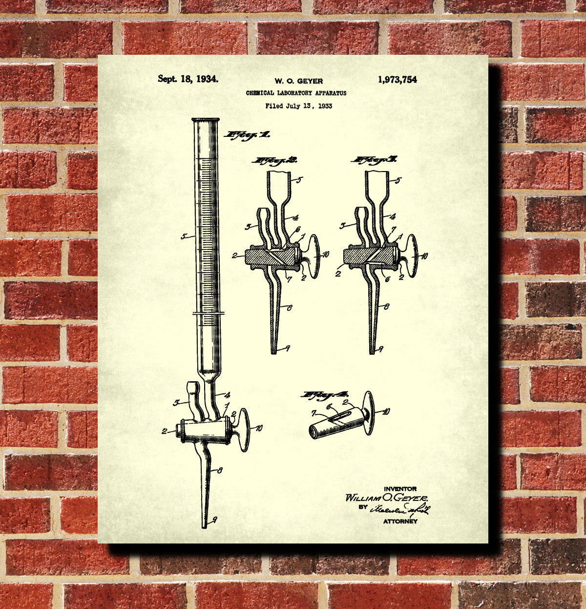 Science Poster, Laboratory Equipment Patent Print, Chemistry