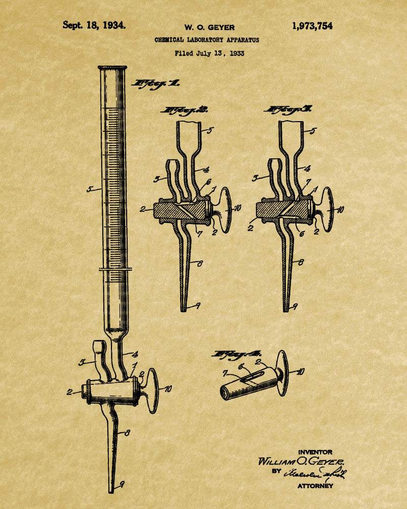 Science Poster, Laboratory Equipment Patent Print, Chemistry