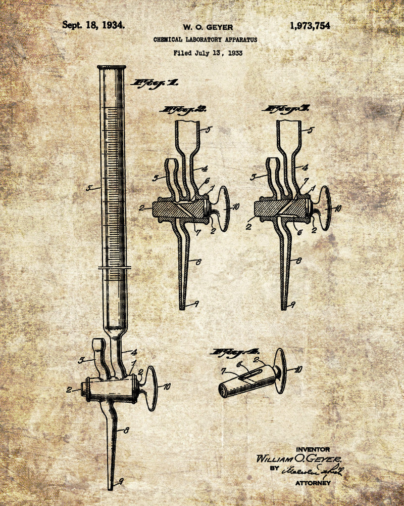 Science Poster, Laboratory Equipment Patent Print, Chemistry