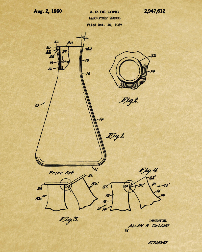 Laboratory Equipment Patent, Chemistry Print, Science Poster