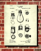 Light Bulb Blueprint Edison Invention Poster Electrical Patent Print - OnTrendAndFab